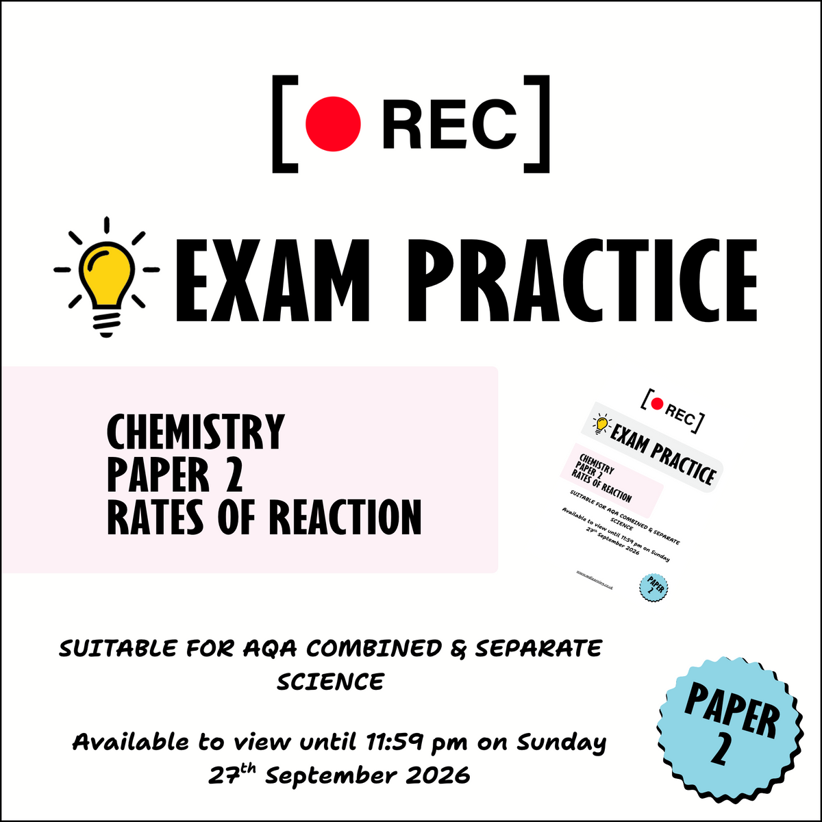 Weekly GCSE Science Exam Practice – Rates of Reaction